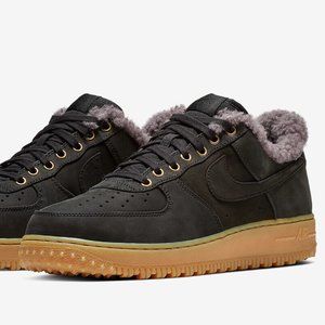 Nike Air Force 1 Premium Winter Sherpa Black/Gum Light Brown Sole Men's 11.5